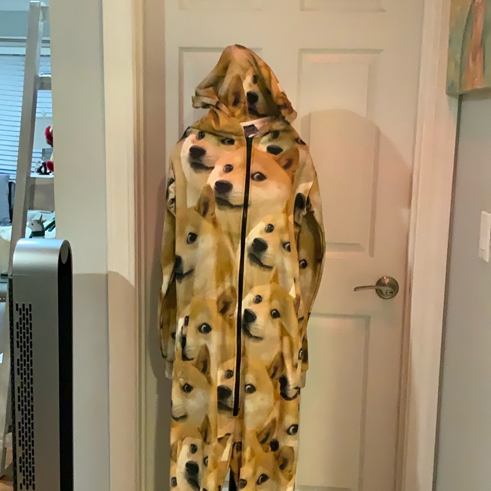 Rage Dog Print Hooded Onesie